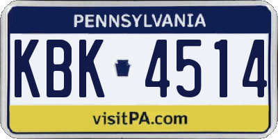 PA license plate KBK4514