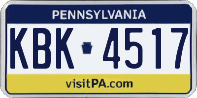 PA license plate KBK4517