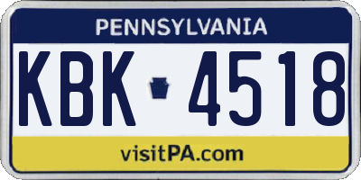 PA license plate KBK4518
