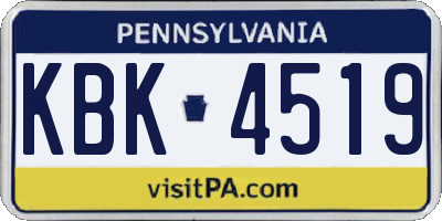 PA license plate KBK4519