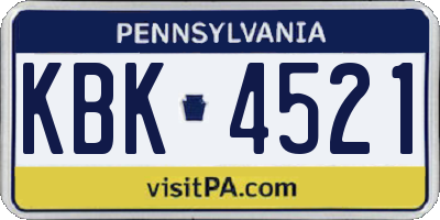 PA license plate KBK4521