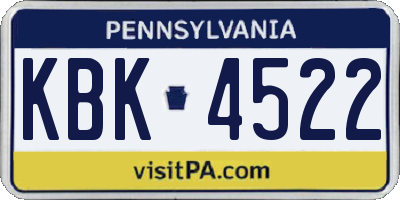 PA license plate KBK4522