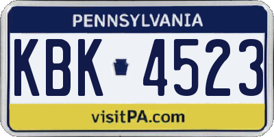 PA license plate KBK4523