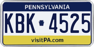 PA license plate KBK4525