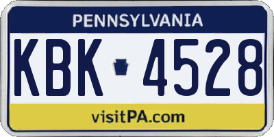 PA license plate KBK4528