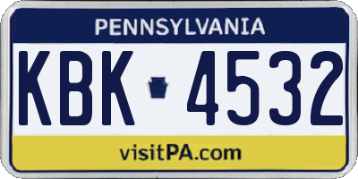 PA license plate KBK4532