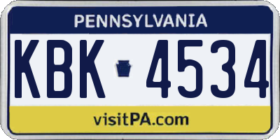 PA license plate KBK4534