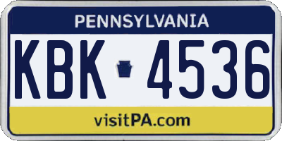 PA license plate KBK4536