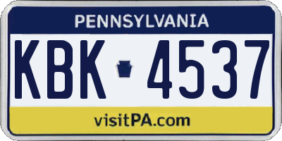 PA license plate KBK4537