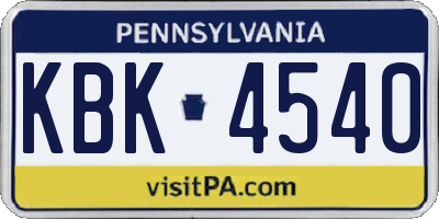 PA license plate KBK4540