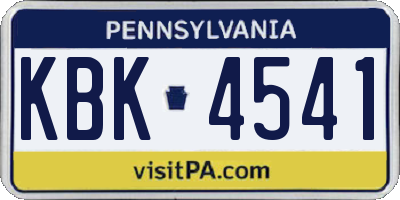 PA license plate KBK4541