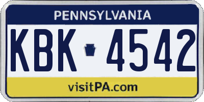 PA license plate KBK4542