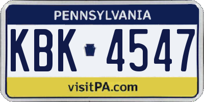 PA license plate KBK4547