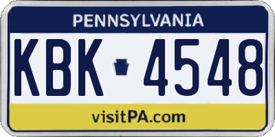 PA license plate KBK4548