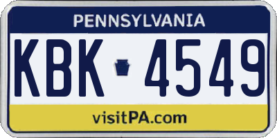 PA license plate KBK4549