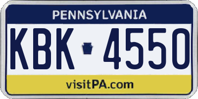 PA license plate KBK4550