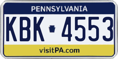 PA license plate KBK4553