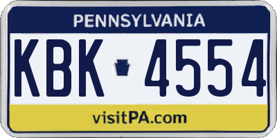 PA license plate KBK4554