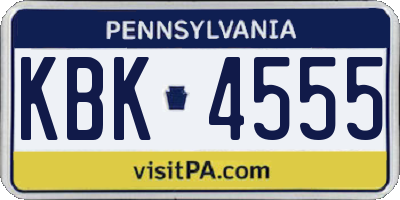 PA license plate KBK4555