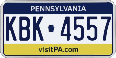 PA license plate KBK4557