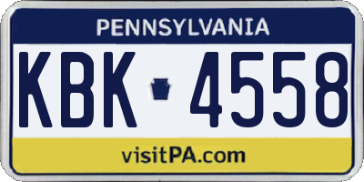 PA license plate KBK4558