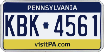 PA license plate KBK4561