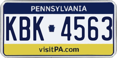 PA license plate KBK4563