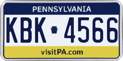 PA license plate KBK4566