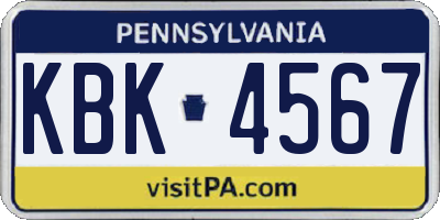 PA license plate KBK4567