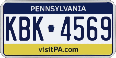 PA license plate KBK4569