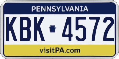 PA license plate KBK4572