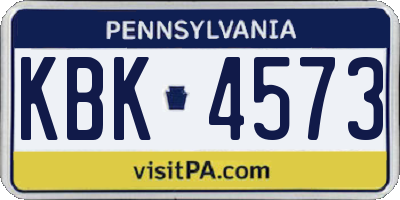 PA license plate KBK4573