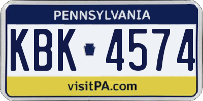 PA license plate KBK4574