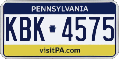 PA license plate KBK4575