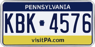 PA license plate KBK4576