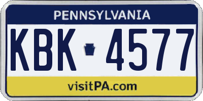 PA license plate KBK4577