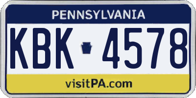 PA license plate KBK4578