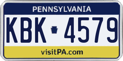PA license plate KBK4579