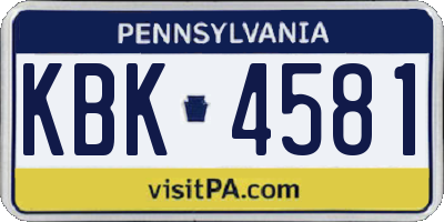 PA license plate KBK4581