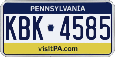 PA license plate KBK4585