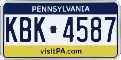 PA license plate KBK4587