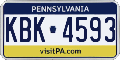 PA license plate KBK4593
