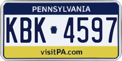 PA license plate KBK4597