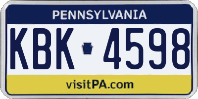 PA license plate KBK4598