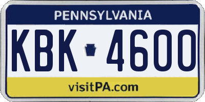 PA license plate KBK4600