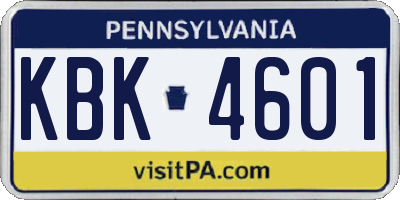 PA license plate KBK4601