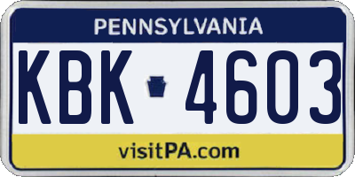 PA license plate KBK4603