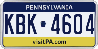 PA license plate KBK4604
