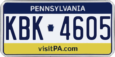 PA license plate KBK4605