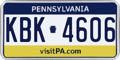 PA license plate KBK4606